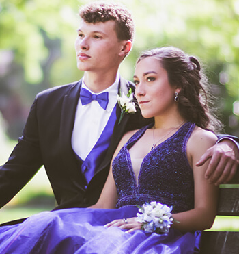 A couple going to a prom party