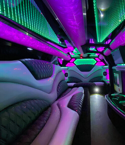 Limousine interior with leather seats